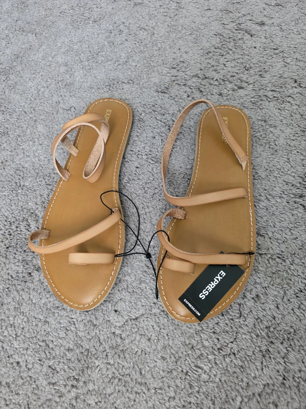 NWT Express Women’s Tan Strappy Flat Sandals
